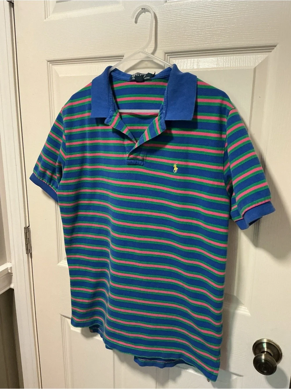 Vintage Polo Ralph Lauren Striped Polo Shirt Men’s XL Blue Green Pink Cotton